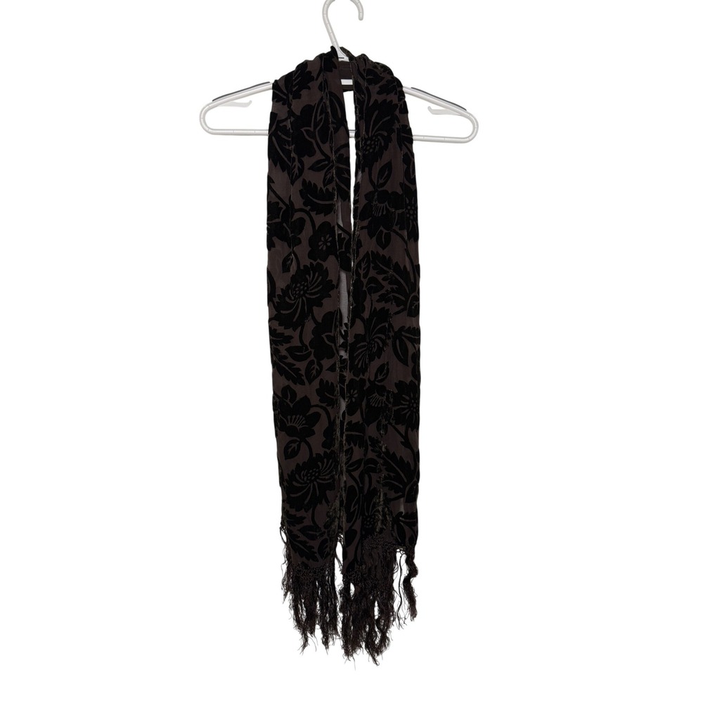 Sheer Floral Burnout Velvet Scarf Shawl Wrap Whimsigoth‎ Witchy Fairy